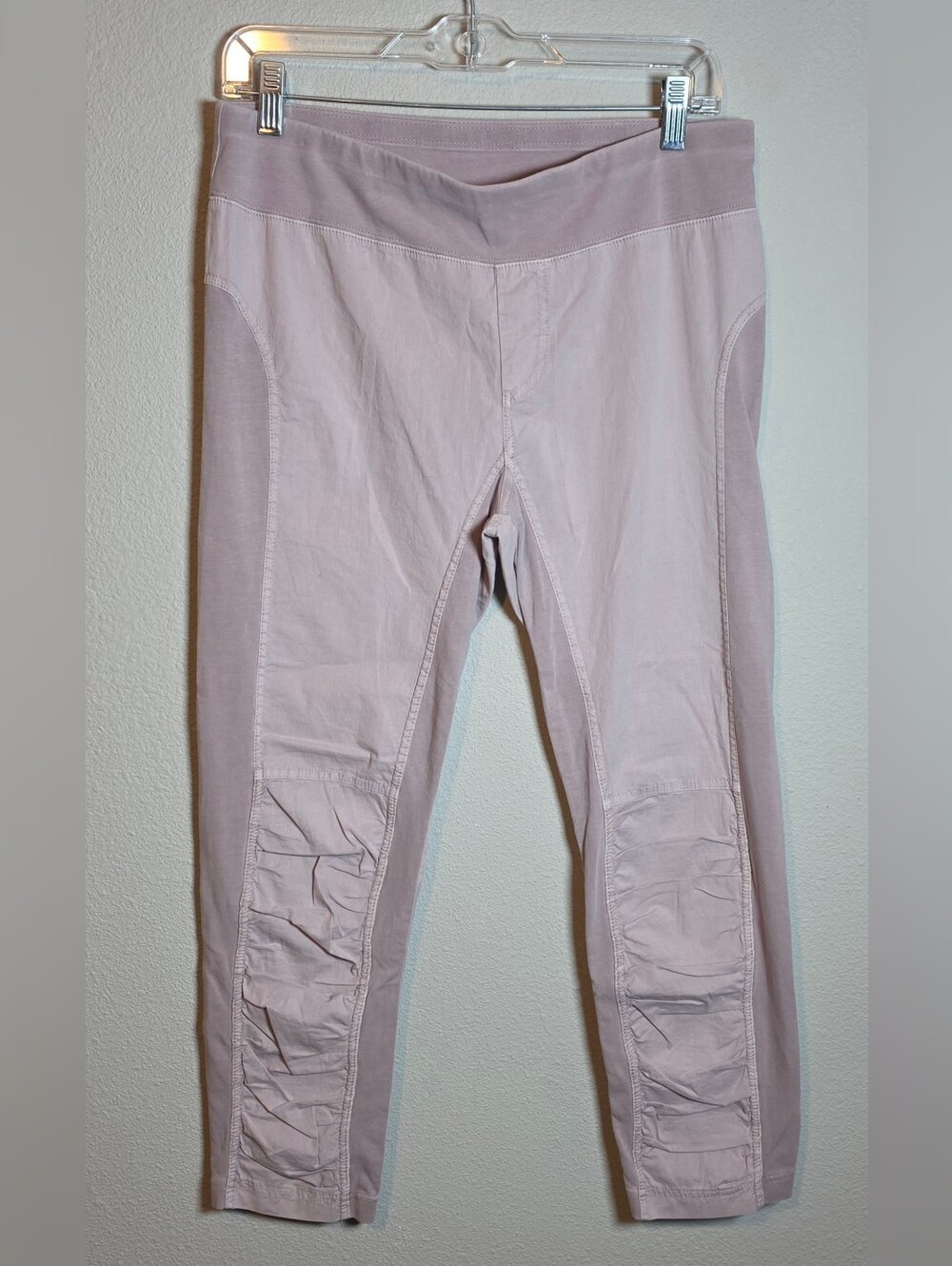 XCVI Wearables Jetter Cropped Leggings Size Small Mauve Lagenlook Ruched Poplin
